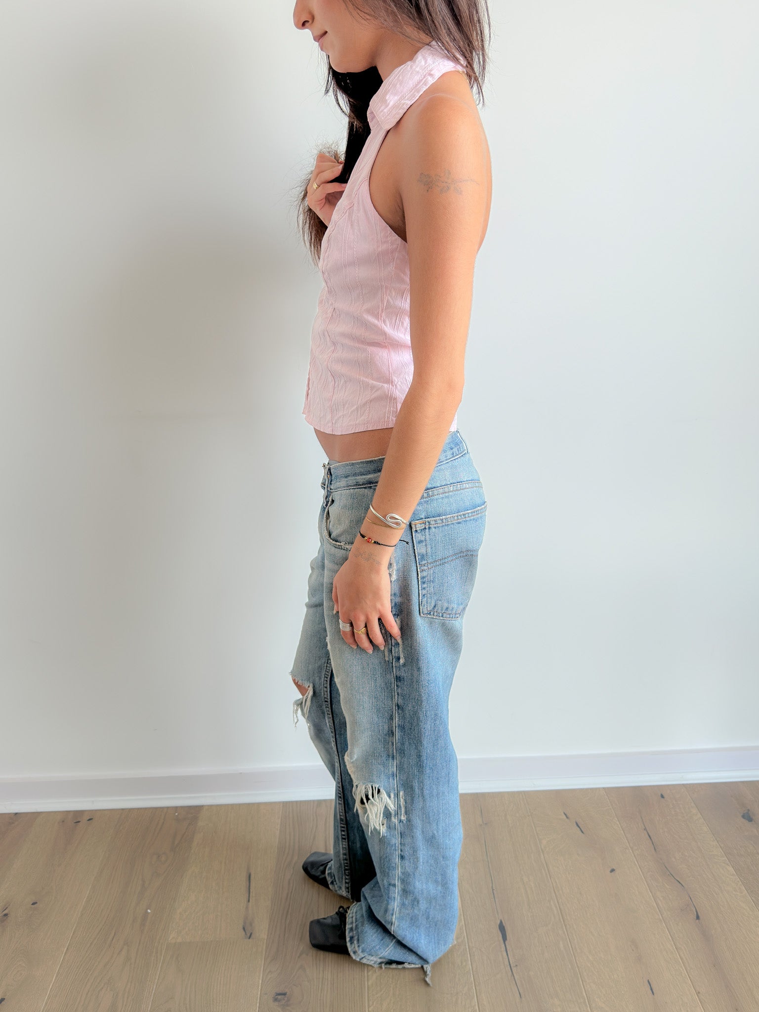 hook eye halter top / size s