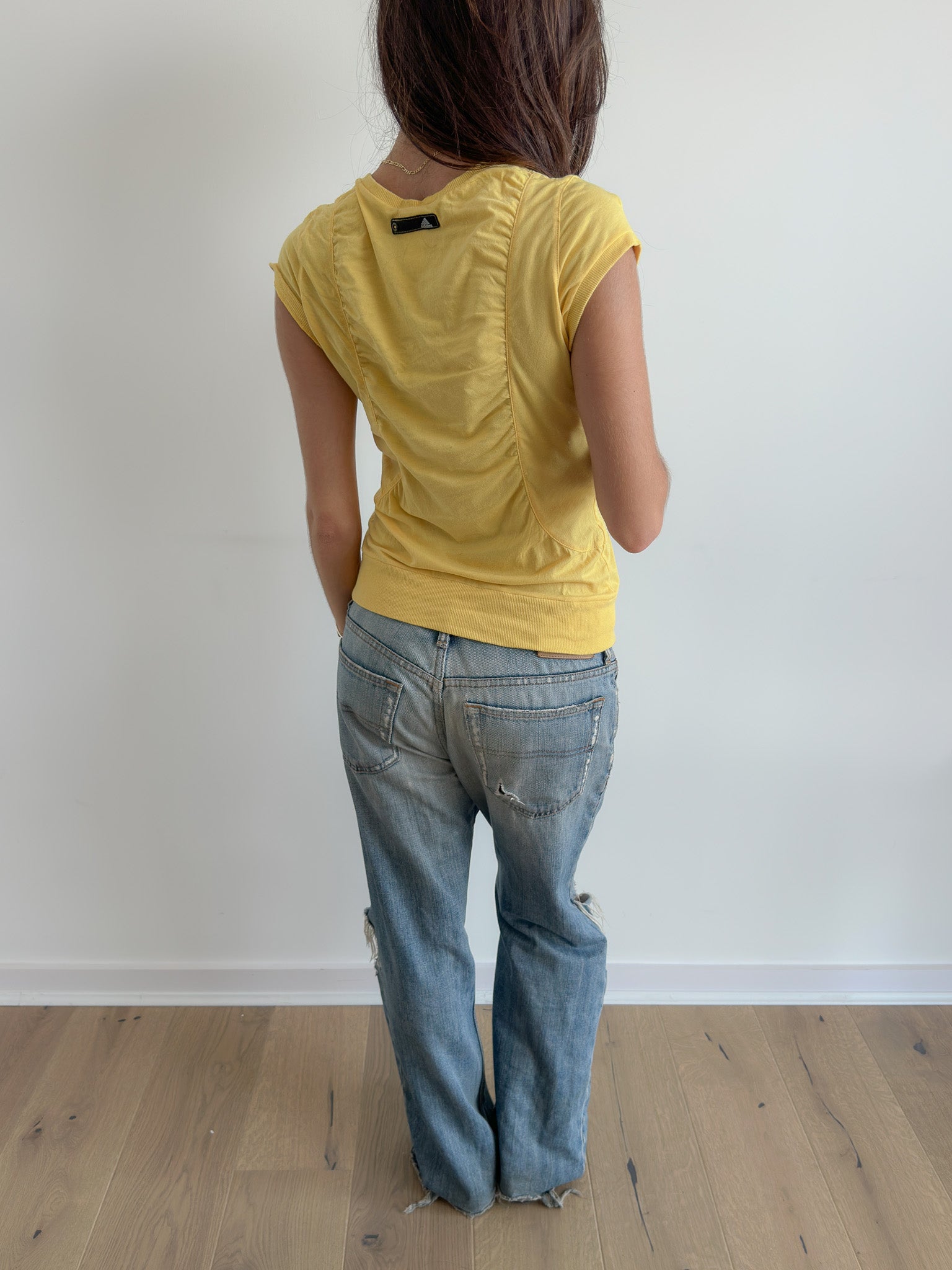 adidas gathered top / size s