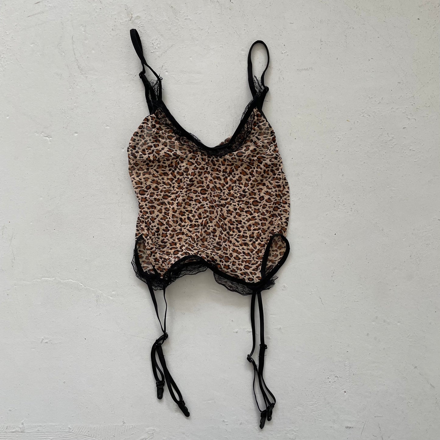 00’s Leopard Mesh Lingerie Top - Size XS