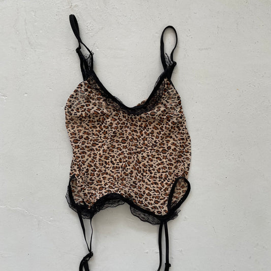 00’s Leopard Mesh Lingerie Top - Size XS