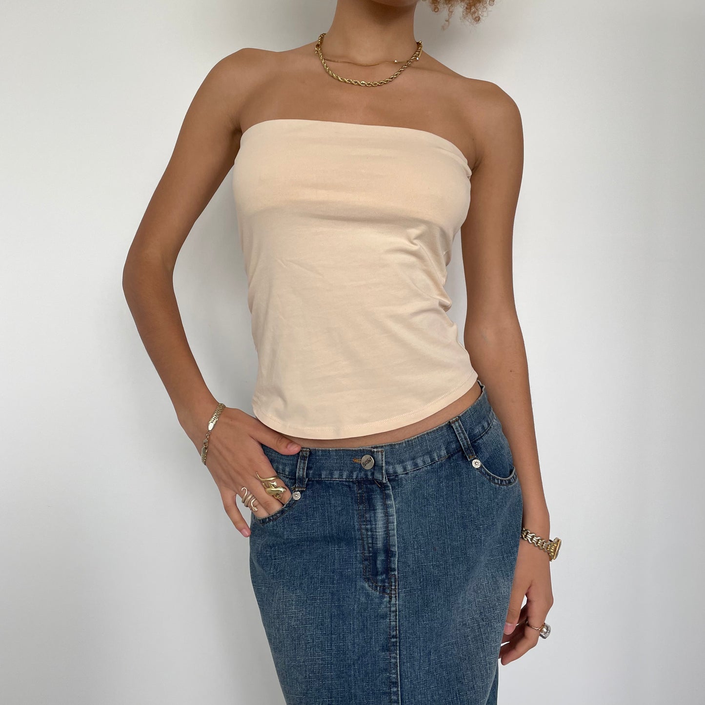 Vintage 00’s Beige Tube Top - Size XS/S