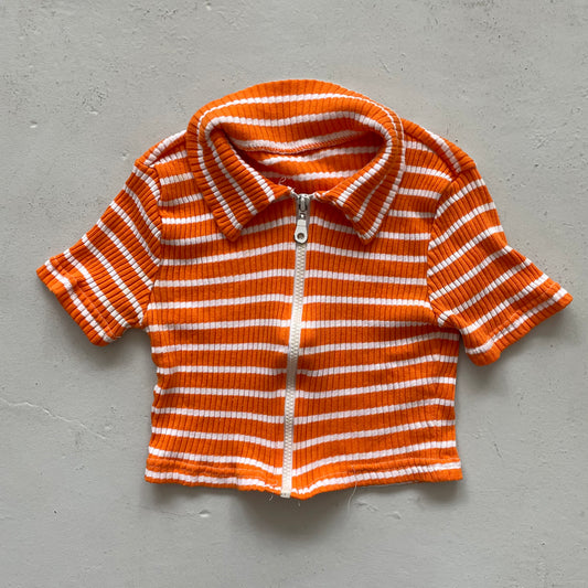 90’s Zip Up Striped Top - Size XS/S