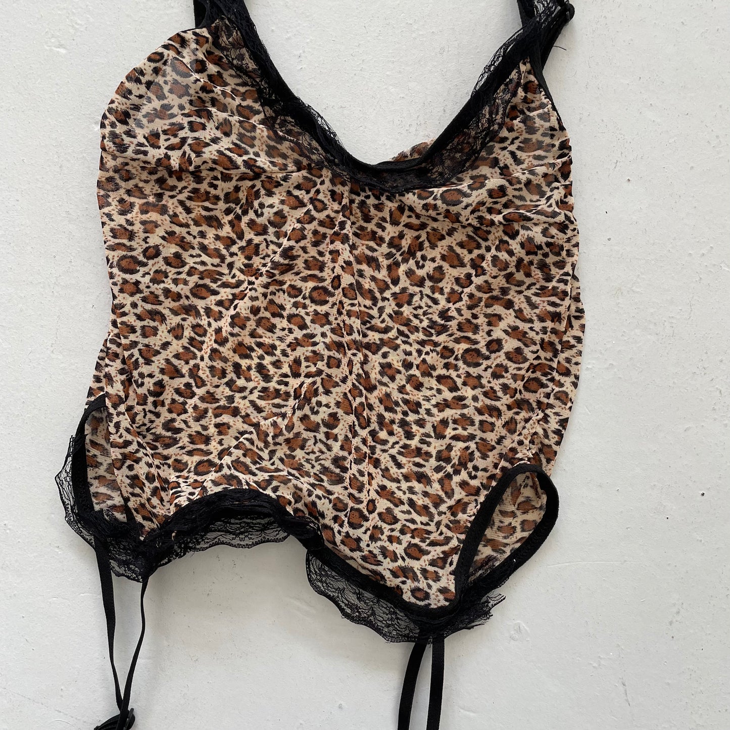 00’s Leopard Mesh Lingerie Top - Size XS