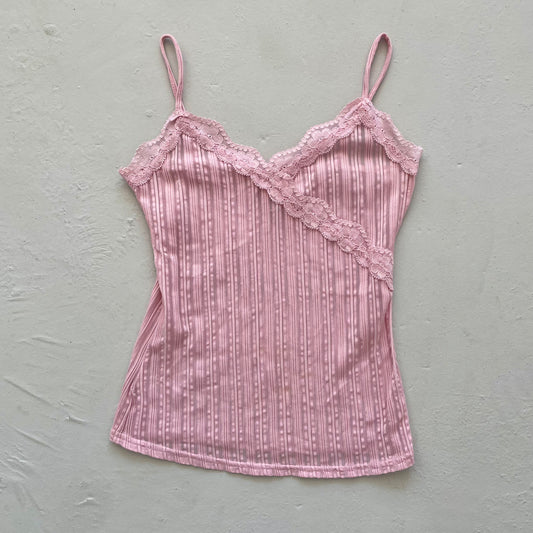 Vintage Y2K Pink Mesh Cami Top - Size XS/S